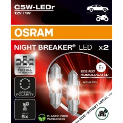 Autožiarovka LED 12V C5W OSRAM studená biela 2ks