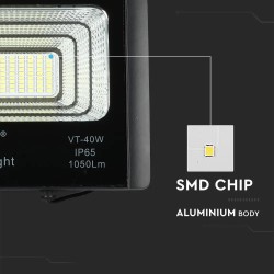 Svietidlo solárne V-TAC VT-40W 16W 6000K