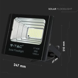 Svietidlo solárne V-TAC VT-40W 16W 6000K