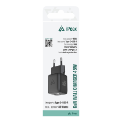 Adaptér USB iPEAX GaN USB/USB-C 90010128 Black