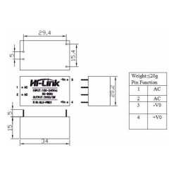 Spínaný zdroj HLK-PM01 – 5V / 0,6A / 3W