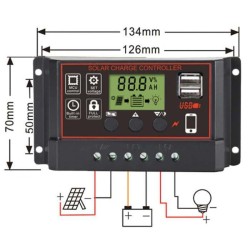 Solárny regulátor PWM BL915C 12-24V/30A+USB pre rôzne batérie
