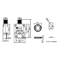 Nadprúdový tepelný istič ST-1 250VAC/5A alebo 32VDC/5A