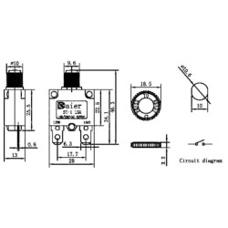 Nadprúdový tepelný istič ST-1 250VAC/6A alebo 32VDC/6A