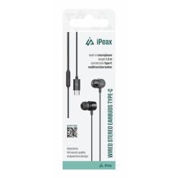 Slúchadlá iPEAX 90010135 USB-C Black
