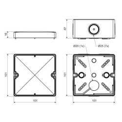 Škatuľa na povrch KOPOS KSK 100_FA 101x101x45mm krytie IP66 čierna