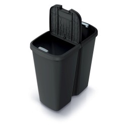 Kôš odpadkový COMPACTA Q DUO recyklovaná čierna s čiernym vekom 45l