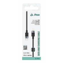 Kábel iPEAX 90010102 USB-C/Lightning 1m Black