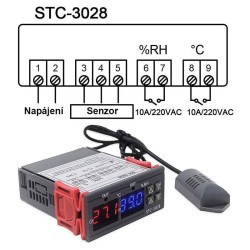 Digitálny termostat a hygrostat STC-3028, napájanie 230VAC