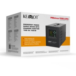 Zdroj záložný KEMOT PROsinus-1500-LFP4 12V 230V 1500VA 1050W Black URZ3427-12-LFP4