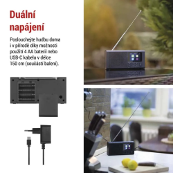Prenosné rádio EMOS E0090 s Bluetooth, DAB/ DAB+/ FM, čierne