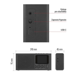 Prenosné rádio EMOS E0090 s Bluetooth, DAB/ DAB+/ FM, čierne