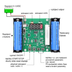 Tester Li-Ion článkov 18650, modul XH-M240, merač kapacity