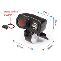 Nabíjačka USB STU 34708 s voltmetrom na motocykel