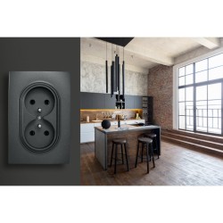 Dvojitá zásuvka ELECTROMALT OVAL OVA1029B, čierna