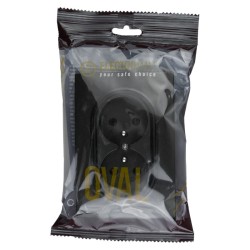 Dvojitá zásuvka ELECTROMALT OVAL OVA1029B, čierna