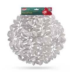 Prestieranie – strieborné – metalický efekt – okrúhle – PVC – 38 cm