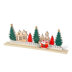 Adventný kalendár - vianočná dedinka - MDF - 40 x 12 cm