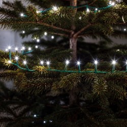 Svetelná reťaz – 5 m – studená biela – 100 LED – 100–240 V – 6 W – zelený kábel