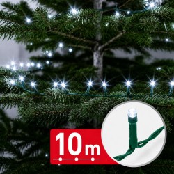 Svetelná reťaz – 10 m – studená biela – 200 LED – 100–240 V – 6 W – zelený kábel