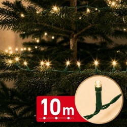 Svetelná reťaz – 10 m – teplá biela – 200 LED – 100–240 V – 6 W – zelený kábel