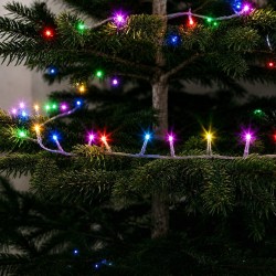 Svetelná reťaz – 20 m – farebná – 400 LED – 100–240 V – 6 W – priehľadný kábel