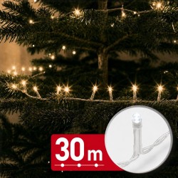 Svetelná reťaz – 30 m – teplá biela – 600 LED – 220–240 V – 6 W – priehľadný kábel