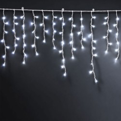 Svetelný záves – 15 m – studená biela – 600 LED – 100–240 V – 6 W – priehľadný kábel