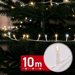Svetelná reťaz - 10 m - 400 teplá biela & 100 studená biela LED - 100-240V - 6W - biely kábel