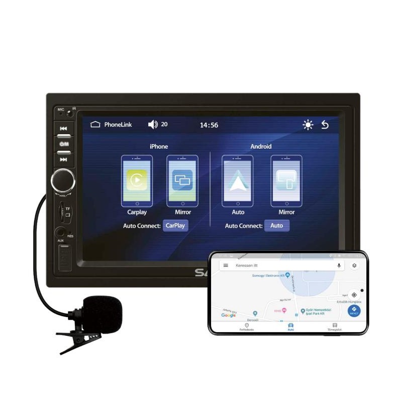 SMART Autorádio; 2xDIN, 7" LCD, RDS, BT, CPAA