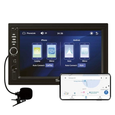 SMART Autorádio; 2xDIN, 7" LCD, RDS, BT, CPAA
