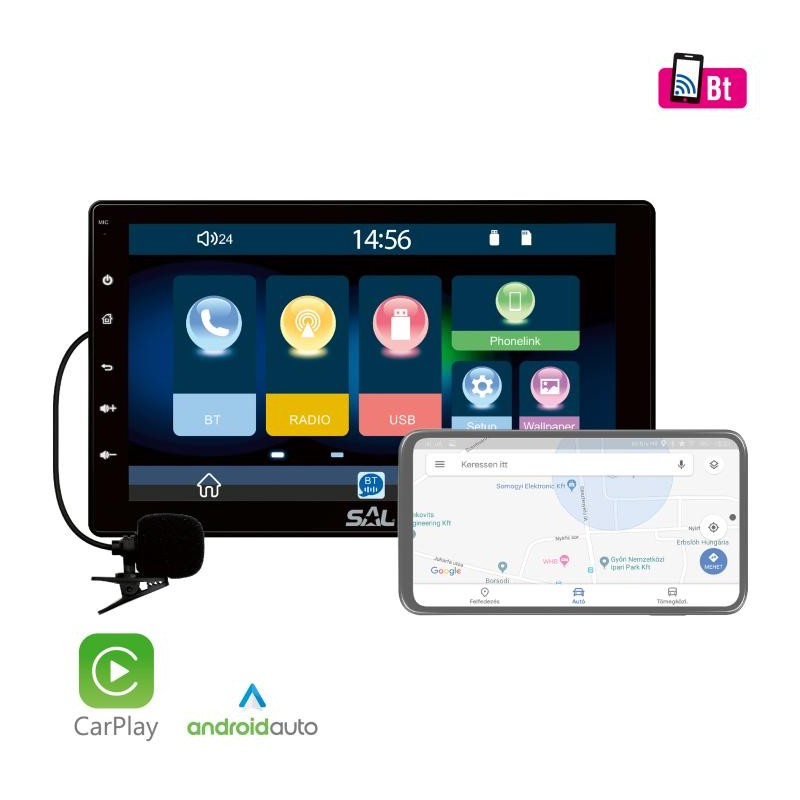 Autorádio, 1xDIN, 9", Android Auto, Carplay