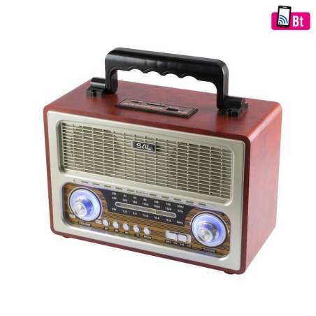 Retro prenosné rádio, AC-DC, MP3-BT, 3-pásmový