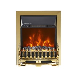HOME FKK25G voľne stojaci elektrický krb, max. 2000 W, efekt LED plameňa, 2 stupne, mechanické ovládanie, zlatá dekorácia
