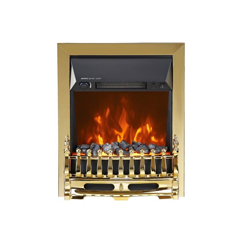 HOME FKK25G voľne stojaci elektrický krb, max. 2000 W, efekt LED plameňa, 2 stupne, mechanické ovládanie, zlatá dekorácia