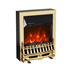 HOME FKK25G voľne stojaci elektrický krb, max. 2000 W, efekt LED plameňa, 2 stupne, mechanické ovládanie, zlatá dekorácia