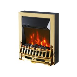 HOME FKK25G voľne stojaci elektrický krb, max. 2000 W, efekt LED plameňa, 2 stupne, mechanické ovládanie, zlatá dekorácia