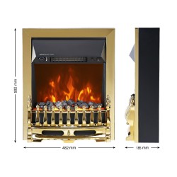 HOME FKK25G voľne stojaci elektrický krb, max. 2000 W, efekt LED plameňa, 2 stupne, mechanické ovládanie, zlatá dekorácia