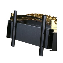 HOME FKK25G voľne stojaci elektrický krb, max. 2000 W, efekt LED plameňa, 2 stupne, mechanické ovládanie, zlatá dekorácia