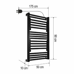 Nástenný elektrický sušiak uterákov, čierny, 150 W