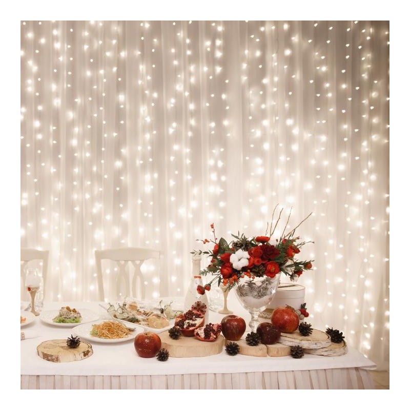 LED spojovateľný svetelný záves, 2 x 3 m, IP44