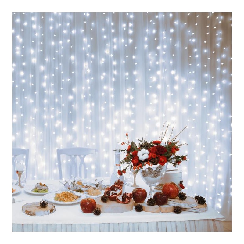 LED spojovateľný svetelný záves, 2 x 3 m, IP44