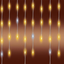 LED žiariaci svetelný reťazec cencúle, na vonkajšie použitie,  600 ks DOT LED (medzi teplými bielymi blikajúce studené biele)