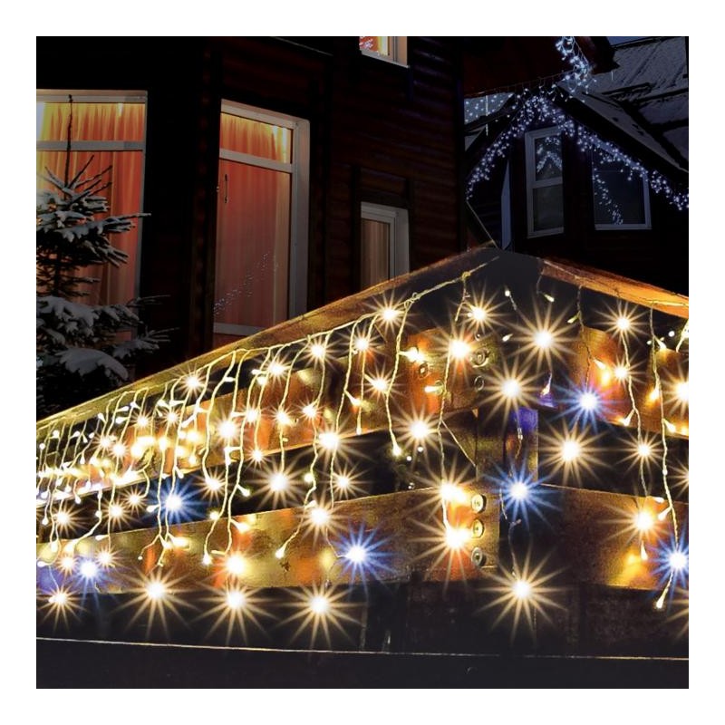LED svetelný záves s cencúľmi, blikajúci, 5m, IP44, 230V