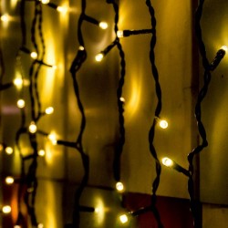 Spojovateľný svetelný záves, 204 LED, teplá biela, na vonkajšie použitie