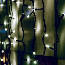 Spojovateľný svetelný záves, 204 LED, biela, na vonkajšie použitie