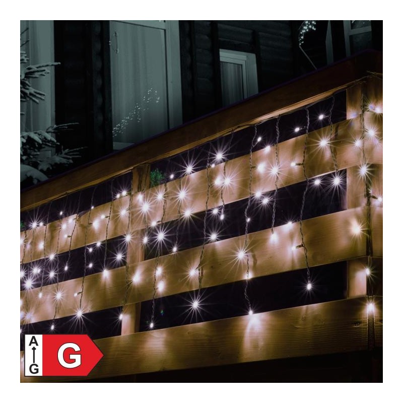 Spojovateľný svetelný záves, 200 LED, biela, na vonkajšie použitie