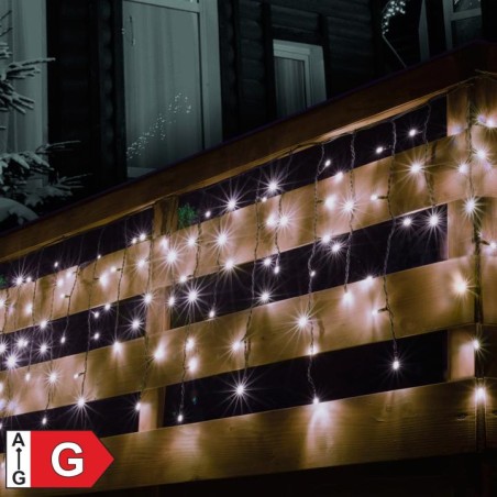 Spojovateľný svetelný záves, 200 LED, biela, na vonkajšie použitie
