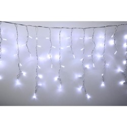 Spojovateľný svietiaci reťazec cencúle, 200 LED, biely kábel, na vonkajšie použitie