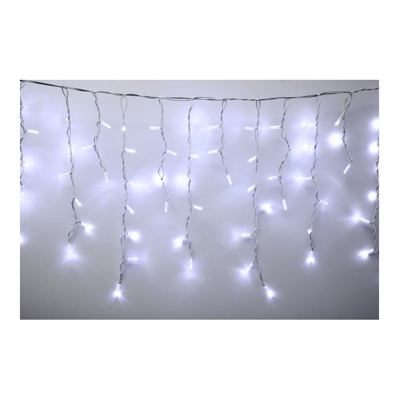 Spojovateľný svietiaci reťazec cencúle, 200 LED, biely kábel, na vonkajšie použitie